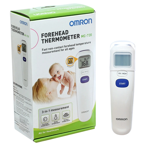Hộp mặt nghiêng nhiệt kế điện tử đo trán Omron MC 720
